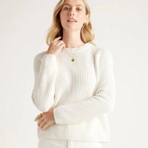 Ivory 100% Organic Cotton Fisherman Crew Sweater